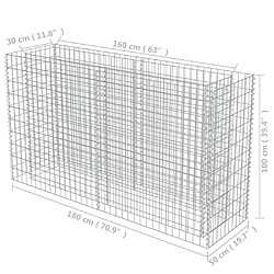 vidaXL Lit surélevé à gabion Acier galvanisé 180x50x100 cm pas cher