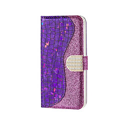 Wewoo Housse Coque Étui en cuir à rabat horizontal de texture de crocodile correspondant à la poudre de paillettes laser pour Huawei Nova 3iavec fentes cartes et support violet