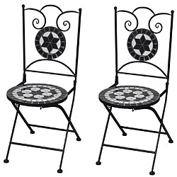 Maison Chic Lot de 2 Chaises pliables de bistro Céramique Noir et blanc -GKD84037