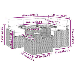 Acheter vidaXL Salon de jardin avec coussins 5 pcs beige résine tressée acacia