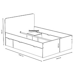 Acheter Le Quai Des Affaires Lit double ZENIA 140x190 + 2 chevets + 2 tiroirs / Blanc