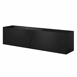 Avis Mes Meuble TV suspendu 1 porte 160x40x35 cm noir avec LED - TAWO