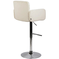 Avis Decoshop26 Tabouret de bar pivotant en velours crème et métal chromé avec accoudoirs repose-pieds et dossier TDB10645