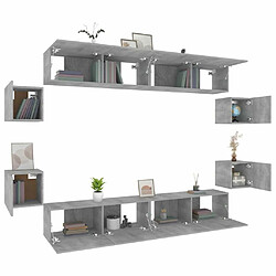 Acheter Maison Chic Ensemble de meubles TV 8 pcs | Banc TV Moderne pour salon | Meuble de Rangement - Sonoma gris Bois d'ingénierie -MN38673