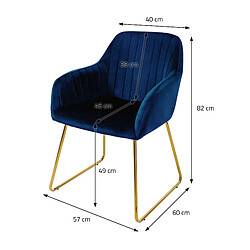 Acheter ML-Design Lot de 8 chaises de salle à manger bleu assise en velours pieds dorés en métal