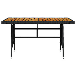 vidaXL Table de jardin Noir 130x70x72 cm Résine tressée et acacia