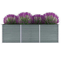 Maison Chic Jardinière,Lit surélevé de jardin - Bac à fleurs - pot de fleur Acier galvanisé 240x80x77 cm Gris -GKD89887