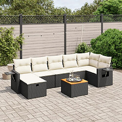 Maison Chic Ensemble Tables et chaises d'extérieur 8 pcs avec coussins,Salon de jardin noir résine tressée -GKD964754