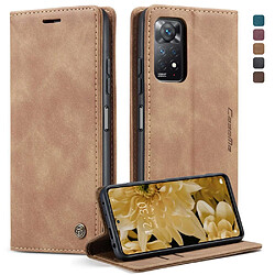 Etui en PU CASEME auto-absorbé magnétique avec support pliable, marron pour votre Xiaomi Redmi Note 11 Pro 5G (Qualcomm)/Note 11 Pro 4G (MediaTek)