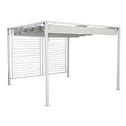 Avis Pegane Pergola de jardin en acier et polyester coloris blanc - longueur 300 x largeur 300 x hauteur 230 cm