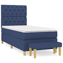 vidaXL Sommier à lattes de lit avec matelas Bleu 80x200 cm Tissu