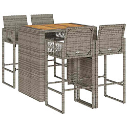 vidaXL Ensemble de bar de jardin 5 pcs sans coussins gris poly rotin