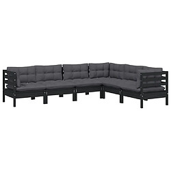 Avis Maison Chic Salon de jardin 6 pcs + coussins - Mobilier/Meubles de jardin - Table et chaises d'extérieur Noir Bois de pin solide -MN64880