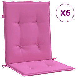 vidaXL Coussins de chaise à dossier bas lot de 6 rose tissu