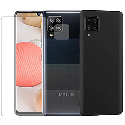 Protection intégrale Verre Trempé pour Samsung Galaxy A42 5G + Verre Trempé Caméra Arrière+Coque souple silicone Noire -Visiodirect-