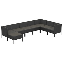 vidaXL Salon de jardin 8 pcs avec coussins résine tressée noir