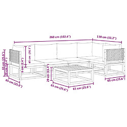 vidaXL Salon de jardin avec coussins 6 pcs bois d'acacia solide pas cher