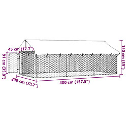 vidaXL Chenil extérieur avec toit 400x200x150 cm pas cher