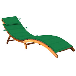 Helloshop26 Transat chaise longue bain de soleil lit de jardin terrasse meuble d'extérieur avec coussin bois d'acacia solide 02_0012380