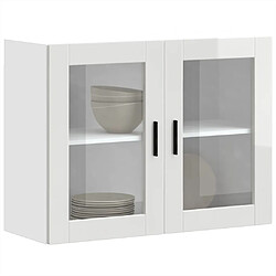 vidaXL Armoire murale cuisine avec porte en verre Porto blanc brillant