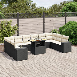 Maison Chic Salon de jardin 11 pcs avec coussins, Ensemble Tables et chaises d'extérieur noir résine tressée -GKD726611