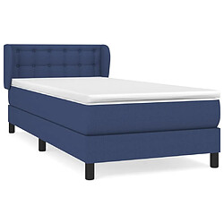 vidaXL Sommier à lattes de lit avec matelas Bleu 100x200 cm Tissu