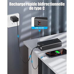 SANAG Batterie Externe 30000Mah Pd 22.5W Power Bank Charge Rapide Avec Lampe De Poche Led Et Gande Capacité Et 3 Sorties Et 2 Entrées-Noir