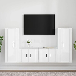 Maison Chic Ensemble de meubles TV 4 pcs pour salon - Blanc brillant Bois d'ingénierie -MN58128