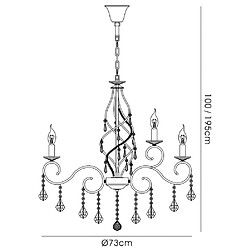 Avis Luminaire Center Suspension Torino 15 Ampoules chrome poli/cristal