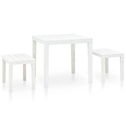 vidaXL Table de jardin avec 2 bancs Plastique Blanc