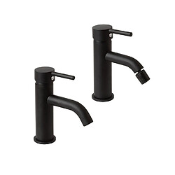 Kiamami Valentina LOT DE MITIGEURS POUR LAVABO ET BIDET EN NOIR MAT | FASSA