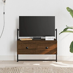 Maison Chic Meuble TV scandinave mural Banc TV suspendu pour salon - chêne marron 60,5x30x51 cm bois d'ingénierie -MN79736