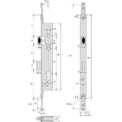 Serrure 3 points pêne dormant demi-tour 36 pour tringle plate - STREMLER - 2270.36.TI24