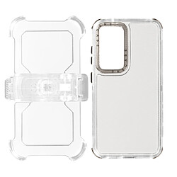 Avizar Coque pour Samsung Galaxy S24 Clip Ceinture Antichoc Coins Bumper Noir Transparent