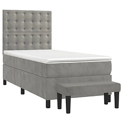 vidaXL Sommier à lattes de lit et matelas Gris clair 90x200 cm Velours