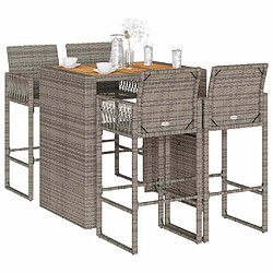 vidaXL Ensemble de bar de jardin 5 pcs sans coussins gris poly rotin