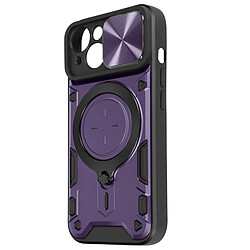 Avizar Coque pour iPhone 15 Bague Métallique Bi-matière Antichoc Violet