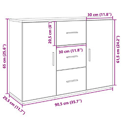 vidaXL Buffet sonoma gris 90,5x29,5x65 cm bois d'ingénierie pas cher