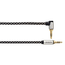 HAMA Câble audio, jack mâle 3,5 mm/jack 90 °, stéréo, textile, doré, 0,5 m