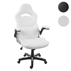 Mendler Chaise de bureau HWC-F87 chaise pivotante, fauteuil directorial, similicuir ~ blanc