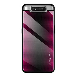 Wewoo Coque Pour Galaxy A80 / A90 Housse de protection en verre dégradé de texture Rose rouge