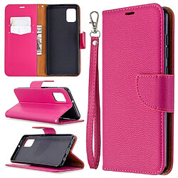 Etui en PU surface de litchi avec support rose pour votre Samsung Galaxy A31