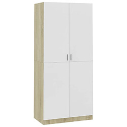 vidaXL Garde-robe Blanc et chêne sonoma 90x52x200 cm Bois d’ingénierie