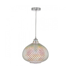 Luminaire Center Suspension Roisin Chrome poli,verre iridisé 1 ampoule 26cm