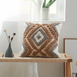 ICONIK INTERIOR Coussin carré en coton style Boho Bali (45x45 cm) coussin + rembourrage - Hanaki Marron