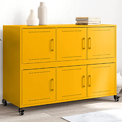 vidaXL Buffet jaune moutarde 100,5x39x72 cm acier