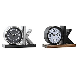 Look & Feel Horloge de table DKD Home Decor Argenté Noir Fer OK (23 x 8 x 15 cm) (2 Unités)