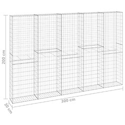 vidaXL Mur en gabion avec couvercles Acier galvanisé 300x30x200 cm pas cher