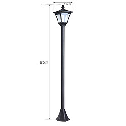 Avis Homcom Luminaire extérieur solaire lampadaire lanterne classique LED 10 Lm dim. 15L x 15l x 120H cm noir