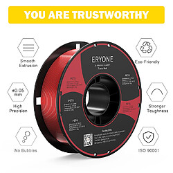 Avis None Filament PETG ERYONE pour imprimante 3D 1,75 mm Tolérance 0,03 mm 1 kg/bobine - Rouge transparent